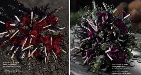 El ramo de la muerte: AECC advierte de los peligros del tabaco recurriendo a la tendencia del "cigarette bouquet" Ramos hechos con flores y cigarrillos