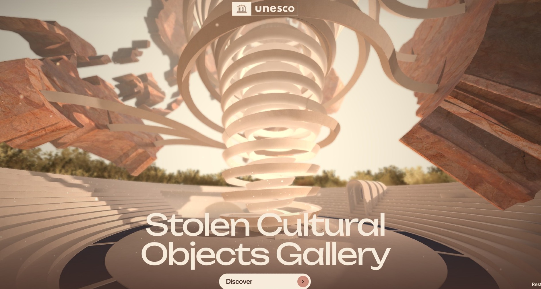 UNESCO crea un museo virtual para visibilizar los objetos culturales robados y combatir el tráfico ilegal Pantalla inicial del museo virtual de UNESCO