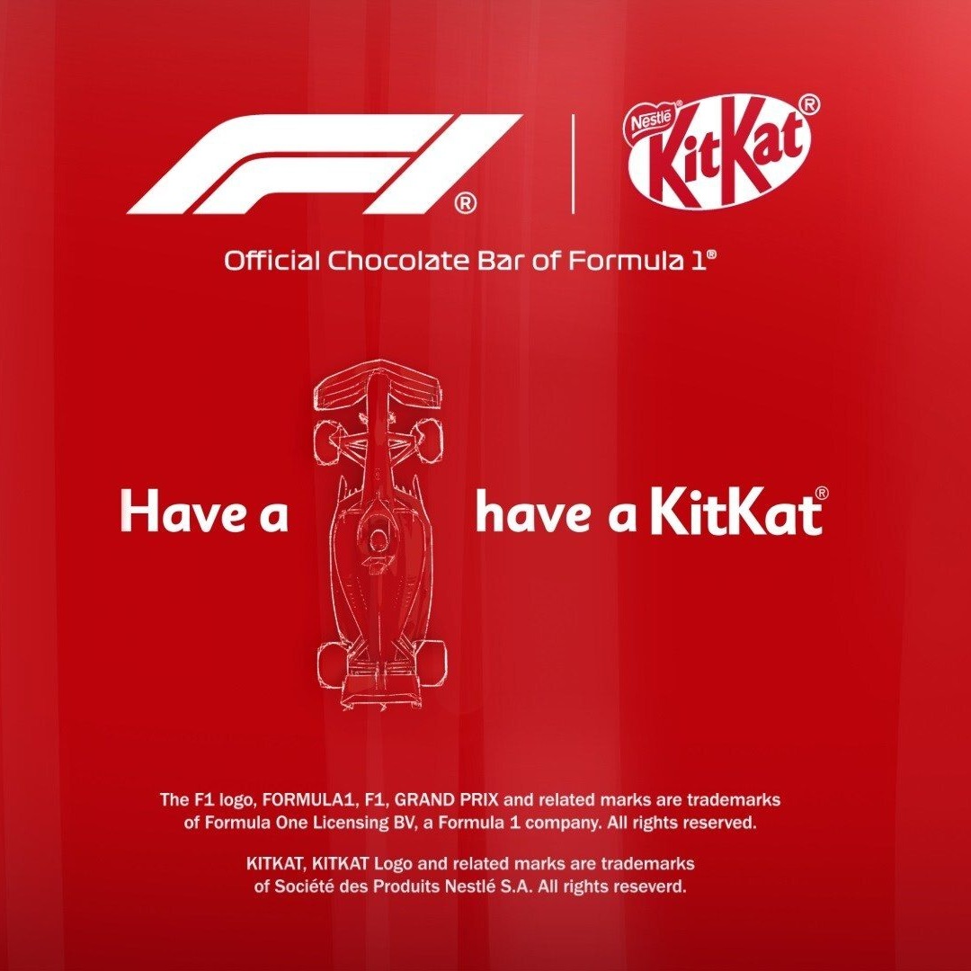 Imagen del anuncio de patrocinio de KitKat a Fórmula 1