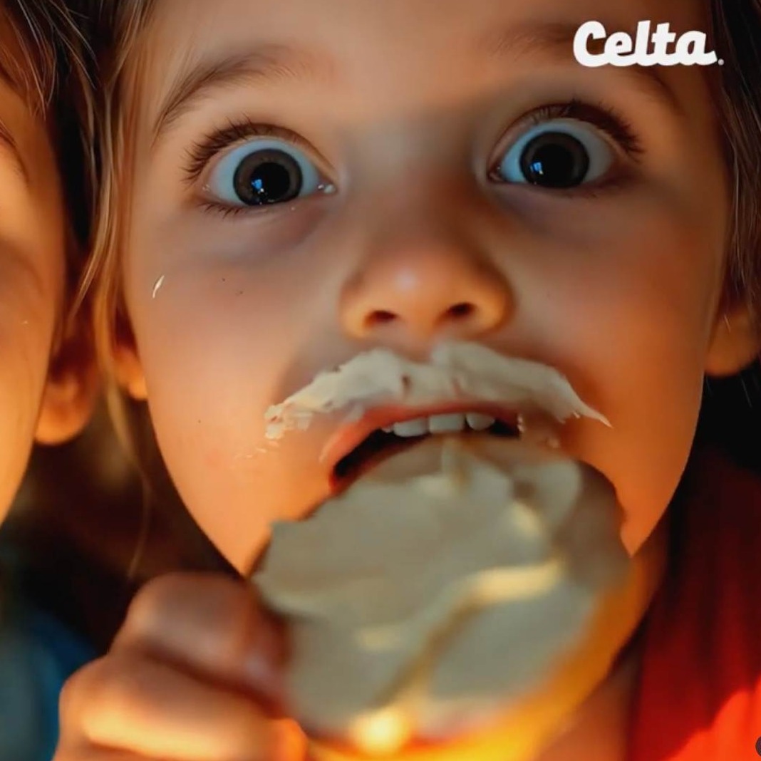 La imagen de dos niños comiendo queso para untar, creada con inteligencia artificial