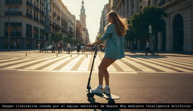 Imagen creada por inteligencia artificial de una chica montando en patinete por Madrid