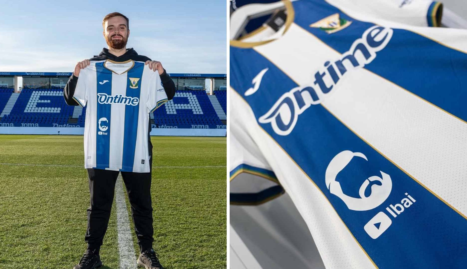 Camiseta del CD Leganés con el logotipo de Ibai Llanos