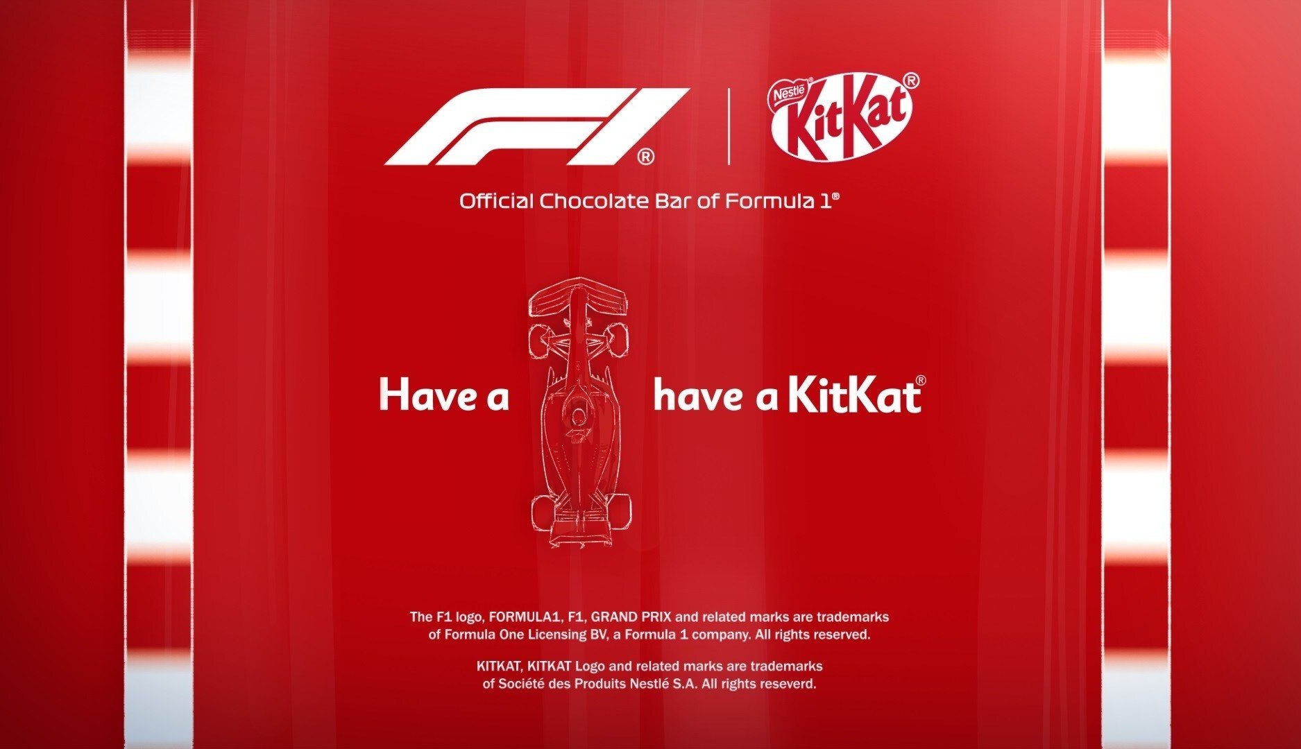 Imagen del anuncio de patrocinio de KitKat a Fórmula 1