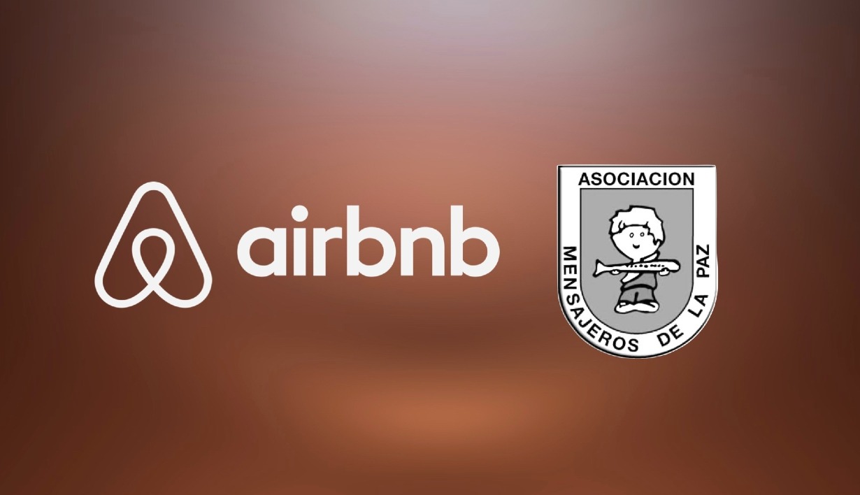 logo de airbnb y mensajeros de la paz