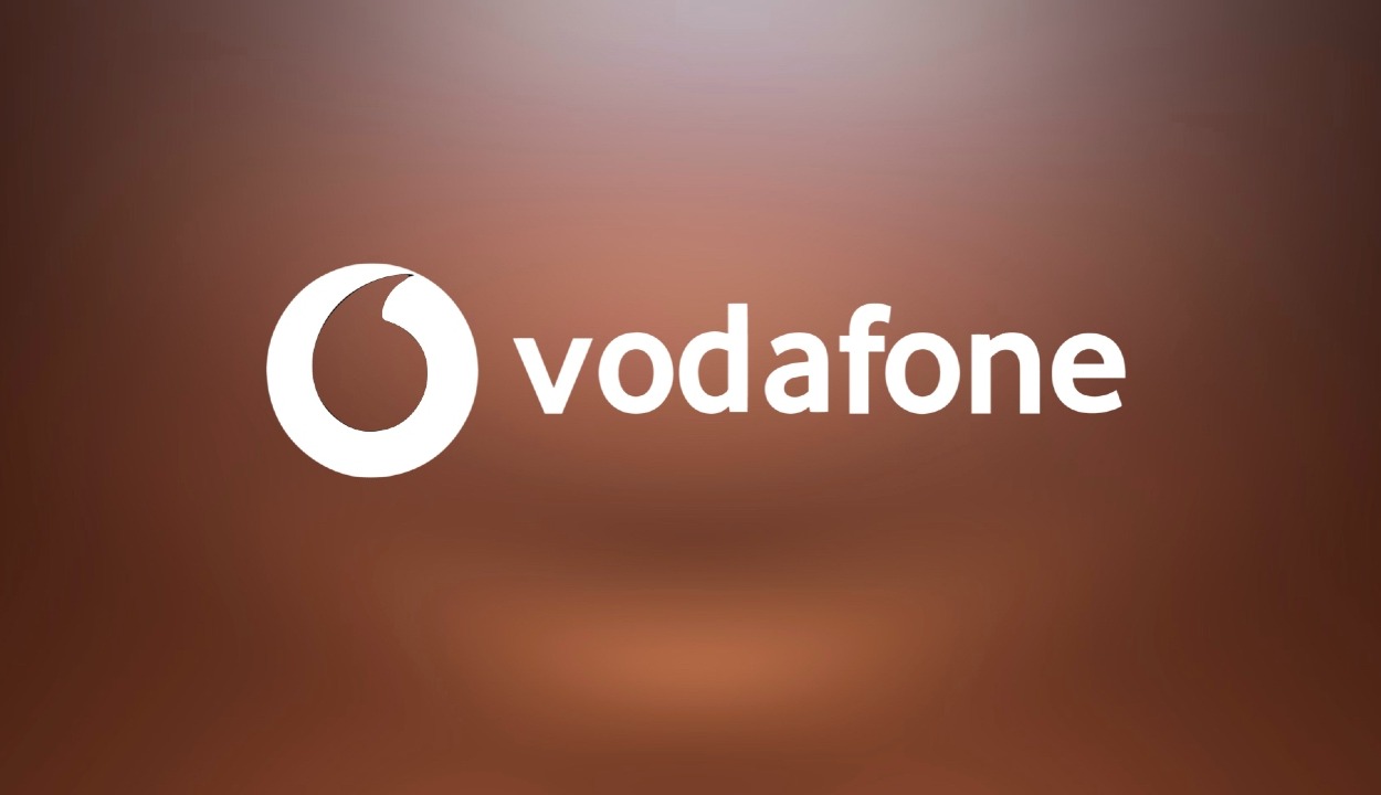 Logotipo de Vodafone sobre fondo marrón