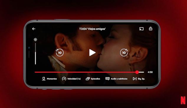 Serie de Netflix reproduciéndose en un teléfono móvil