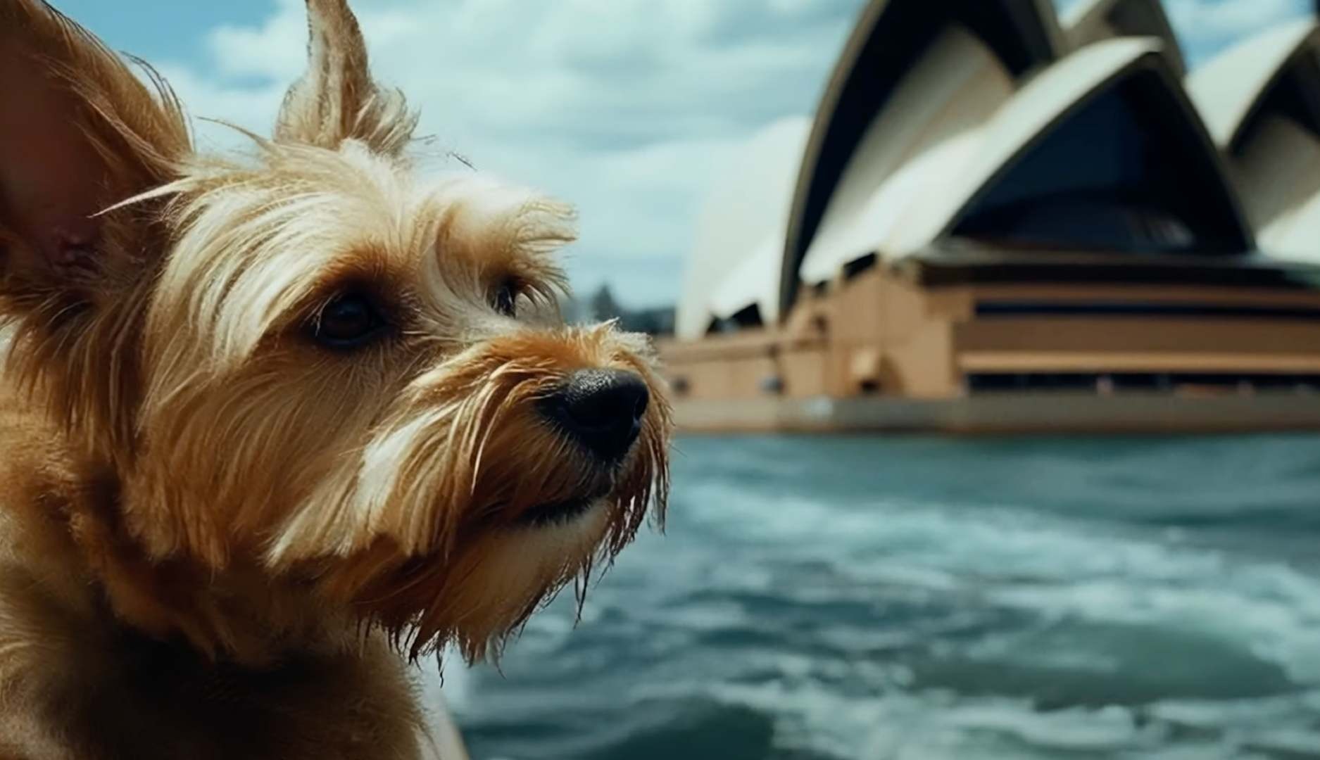 Un perro mirando la ópera de Sidney