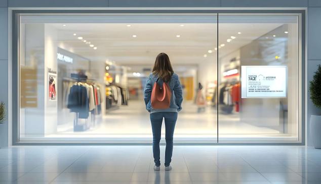 Mujer delante del escaparate de una tienda