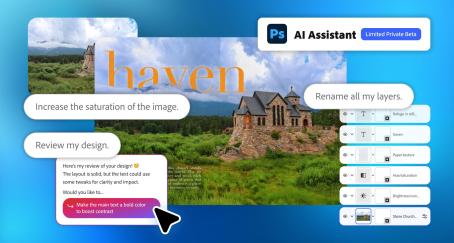 Diseño impulsado por asistentes de IA: Adobe despliega su visión sobre el futuro de la creatividad Asistente de IA de Adobe en Photoshop