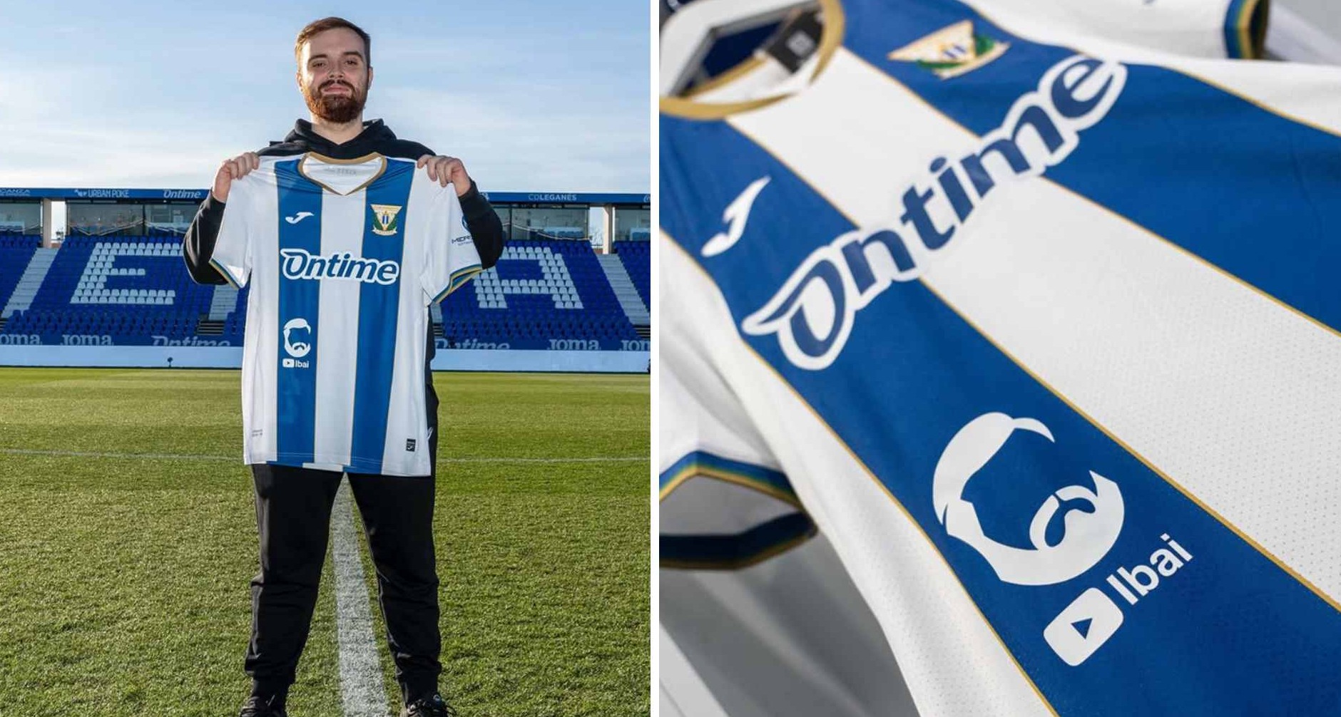 Camiseta del CD Leganés con el logotipo de Ibai Llanos