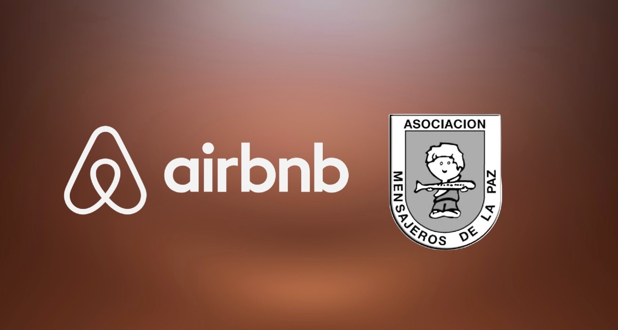 logo de airbnb y mensajeros de la paz