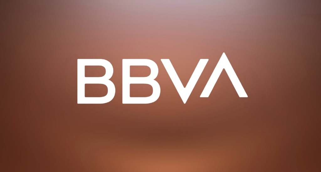 Logotipo de BBVA sobre fondo marrón