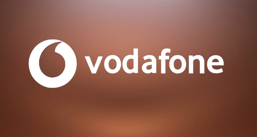 Logotipo de Vodafone sobre fondo marrón