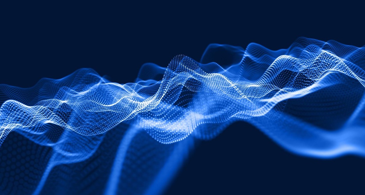 ondas sonoras en tonos azules