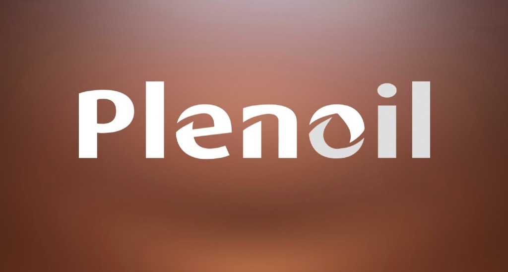 Logotipo de Plenoil sobre fondo marrón