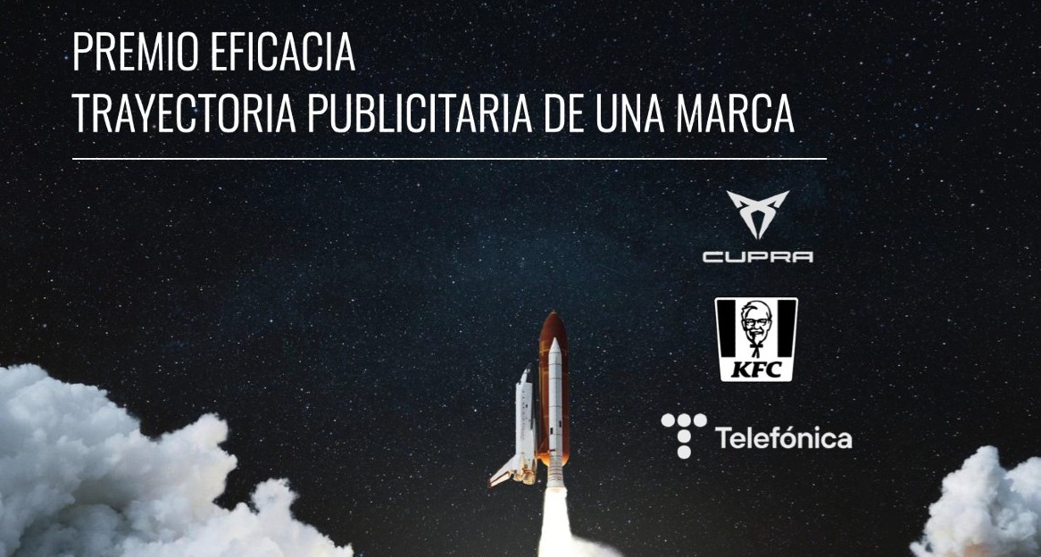 Imagen de un cohete junto a los logotipos de Cupra, KFC y Telefónica