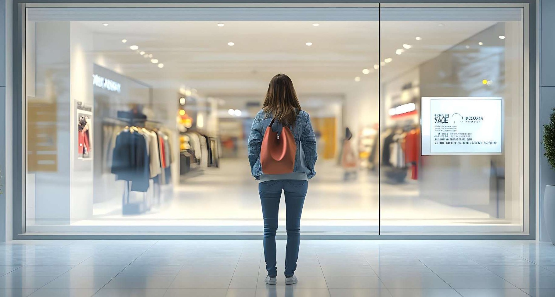 Mujer delante del escaparate de una tienda