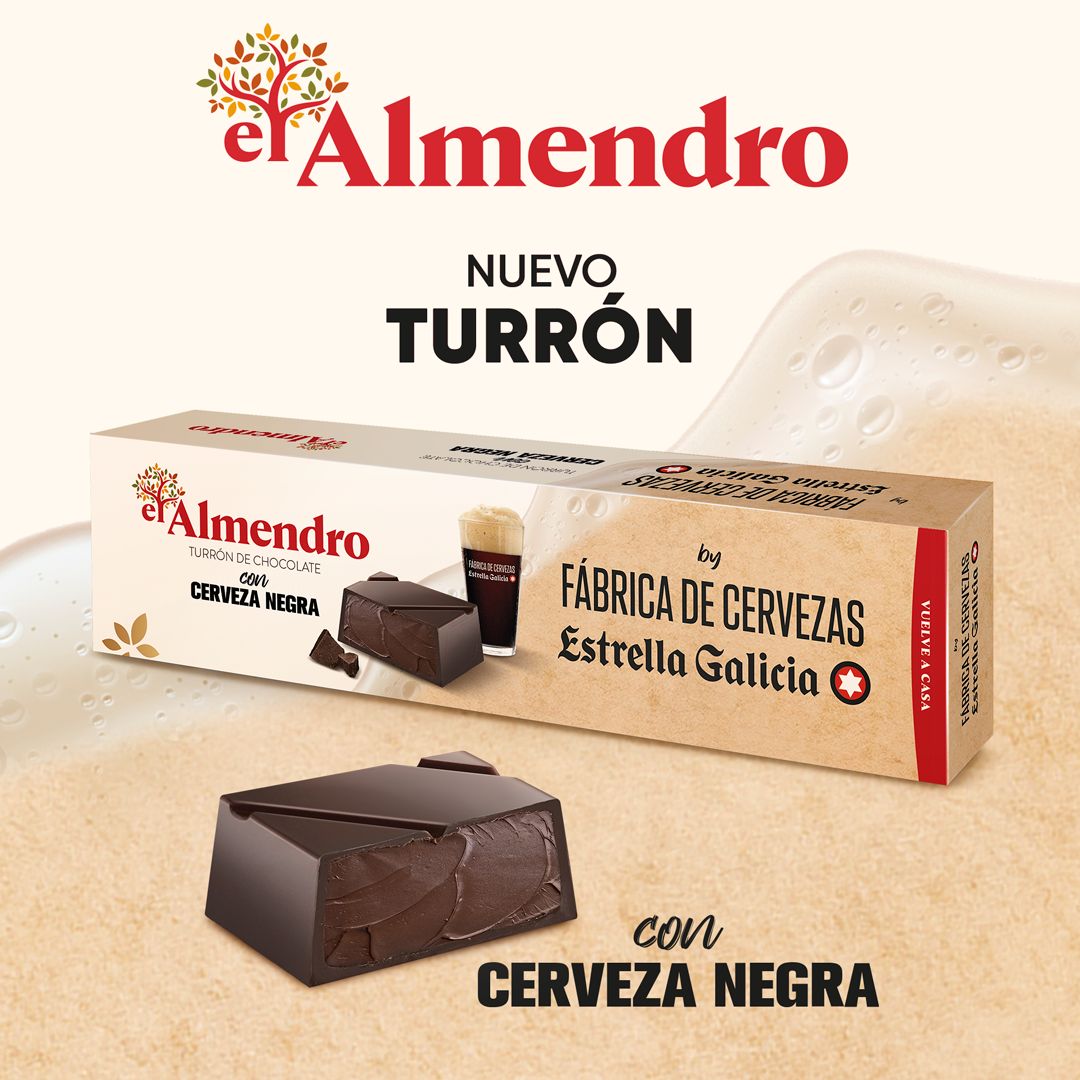 Turrón El Almendro sabor cerveza con Estrella Galicia