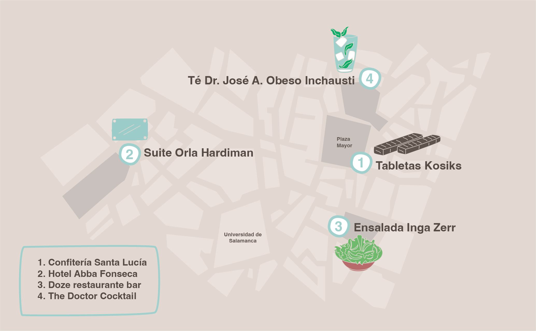 mapa de salamanca con los homenajes a cientificos