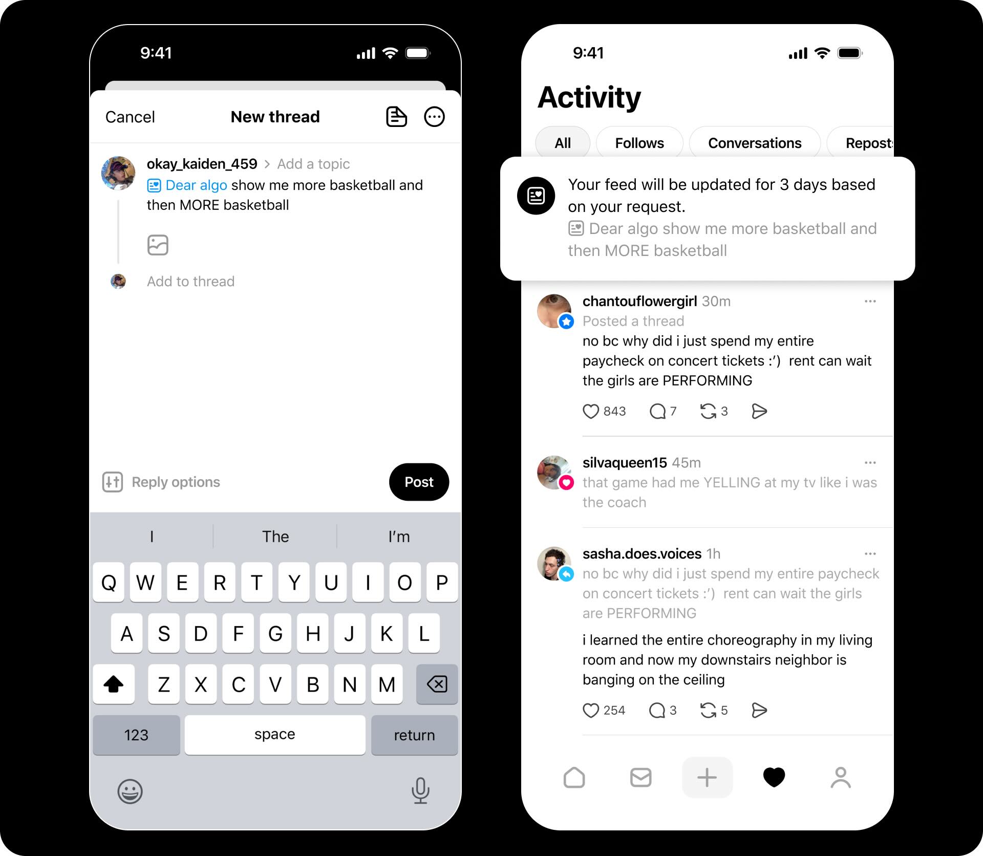 Instrucciones para usar la funcionalidad Dear Algo de Threads